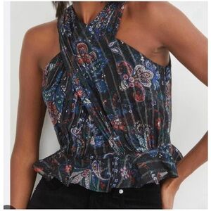 Veronica Beard Multicolor Floral Halter Top